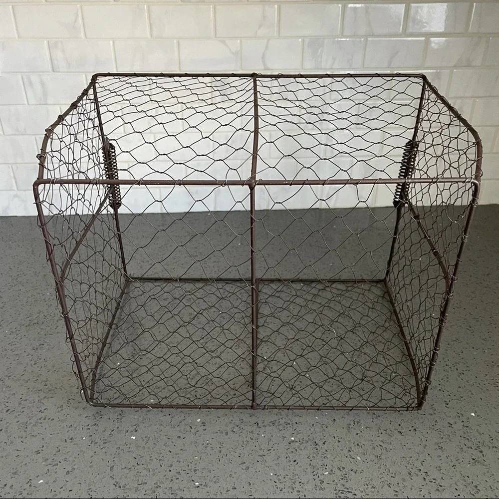 Farmhouse Chicken Wire Storage Decor Baskets Set of 2 with 1 with Canvas Liner